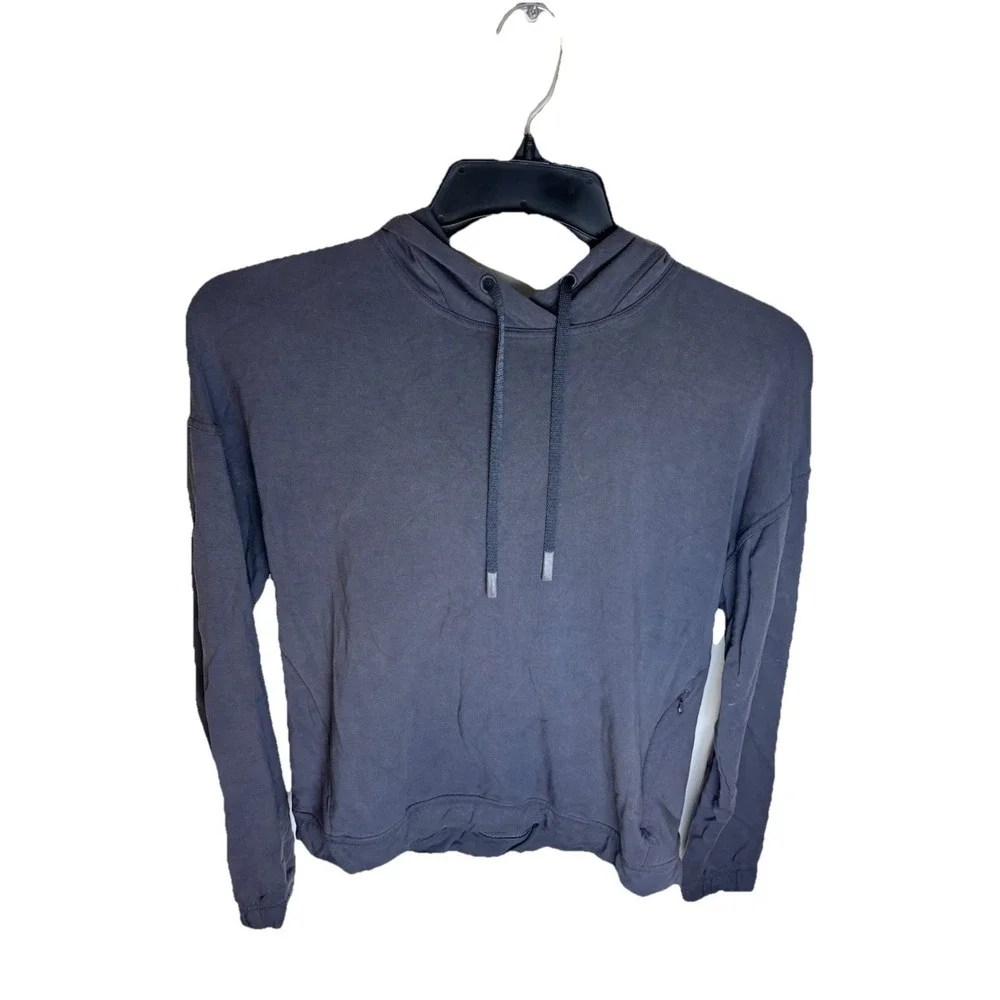 Lululemon Grey Overlap Back Hooded Pullover Sweatshirt Size 8‎
